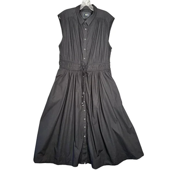 Anthropologie Maeve Midi Dress Size XL 16/18 Black Preppy Cotton Old Money Class - Picture 2 of 11